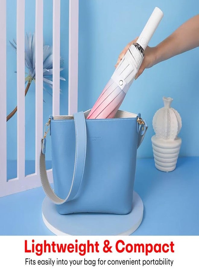 PRIME PICK مظلة برايم بيك المتدرجة اللون الأوتوماتيكية - مظلة قابلة للطي مقاومة للرياح والأشعة فوق البنفسجية، مزودة بخاصية الفتح والإغلاق التلقائي بضغطة زر واحدة، وإطار متين، وحجم صغير ومناسب للسفر، لون وردي - Image 5